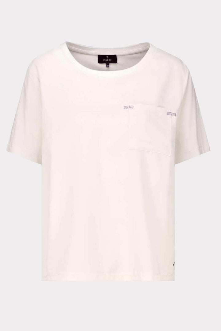 SS Tee w Pocket Jewel Detail in Beige