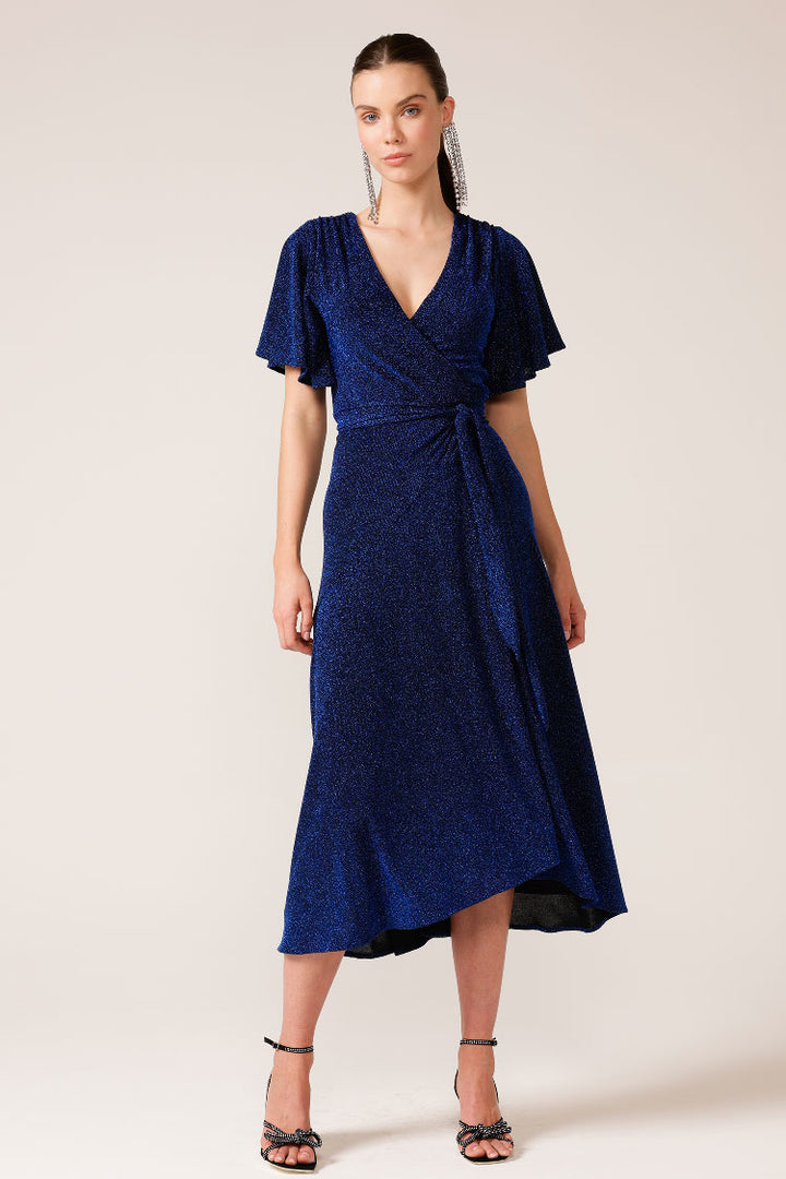 Stargaze Wrap Midi Dress in Sapphire