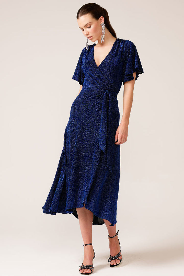 Stargaze Wrap Midi Dress in Sapphire