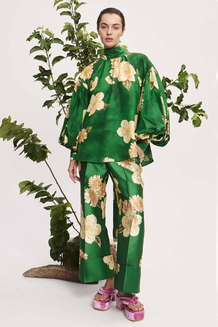 Sage Silk Blouse in Green