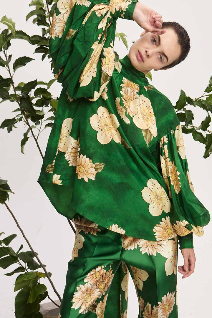 Sage Silk Blouse in Green