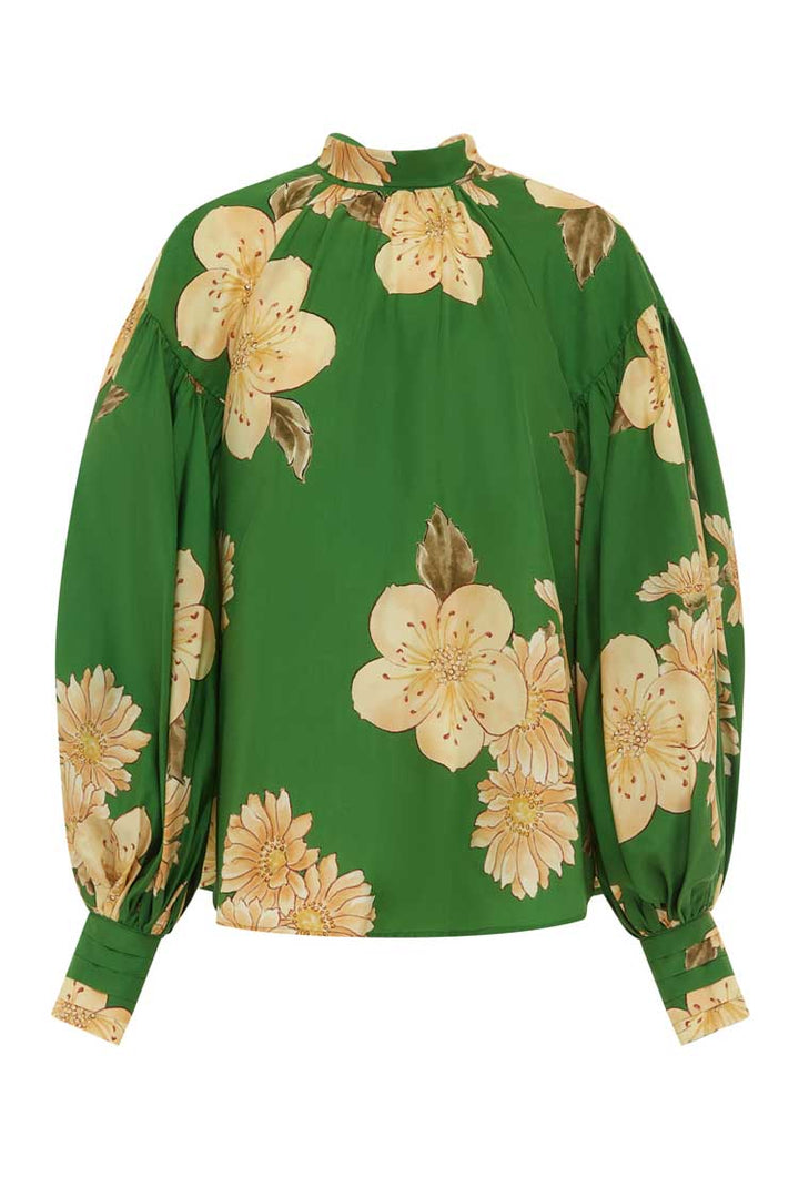 Sage Silk Blouse in Green