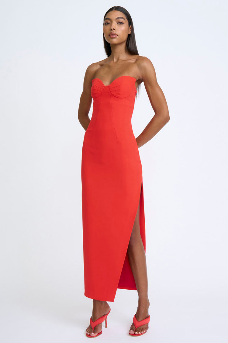 Sahana Shell Shape Strapless Midi Dress