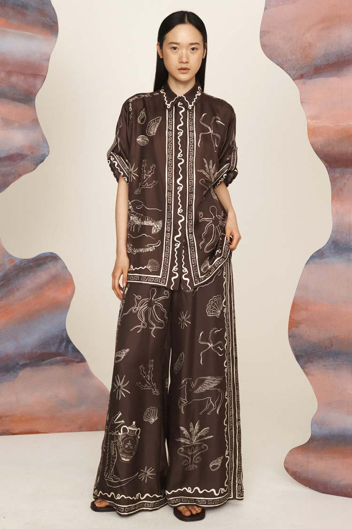 Sammy Silk Pant in Chocolate