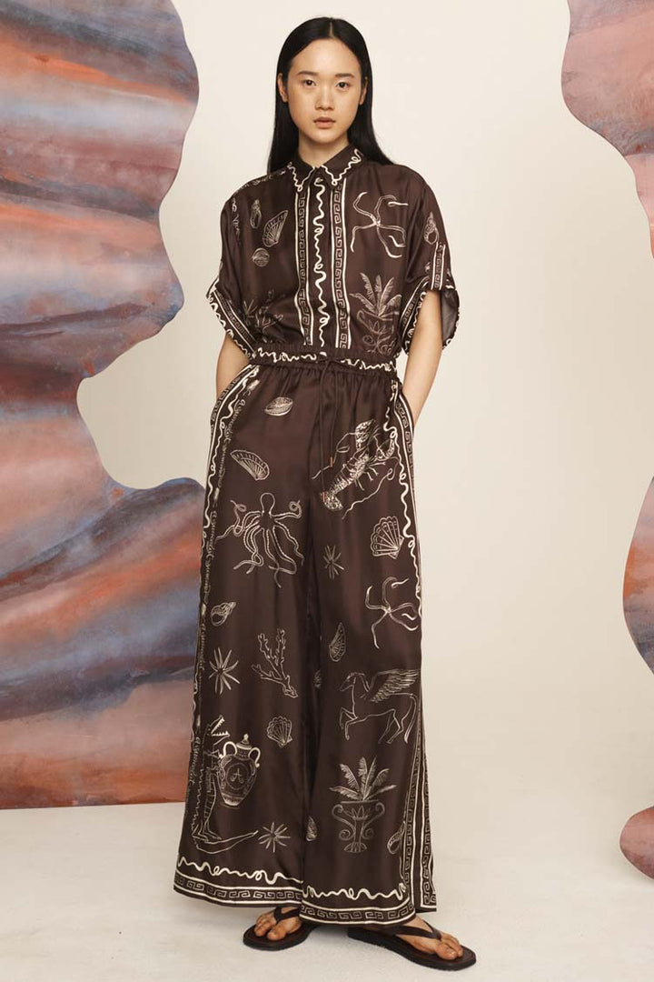Sammy Silk Pant in Chocolate
