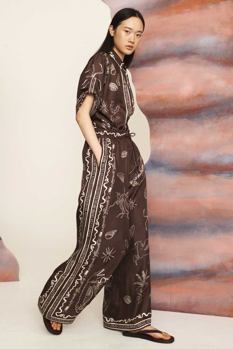 Sammy Silk Pant in Chocolate