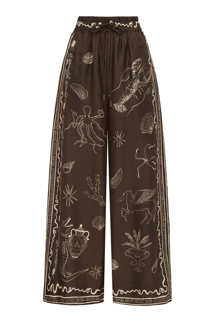 Sammy Silk Pant in Chocolate