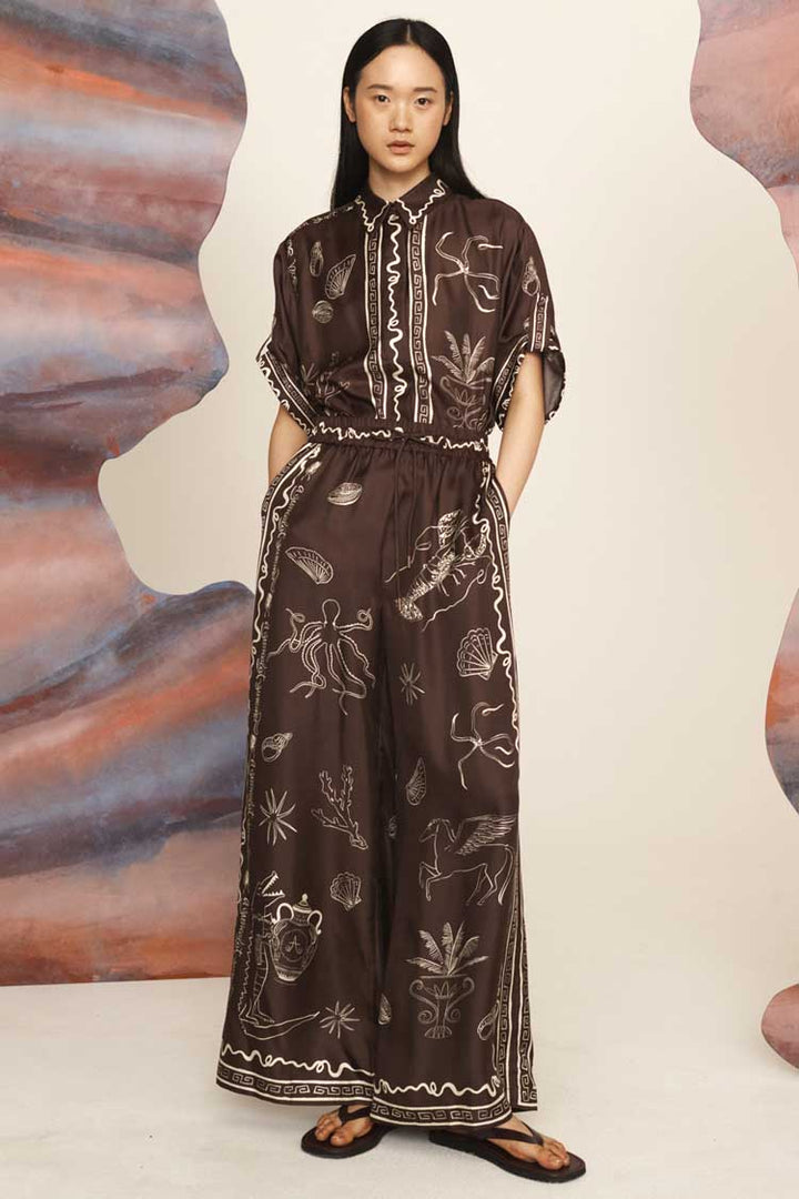 Sammy Silk Shirt in Chocolate