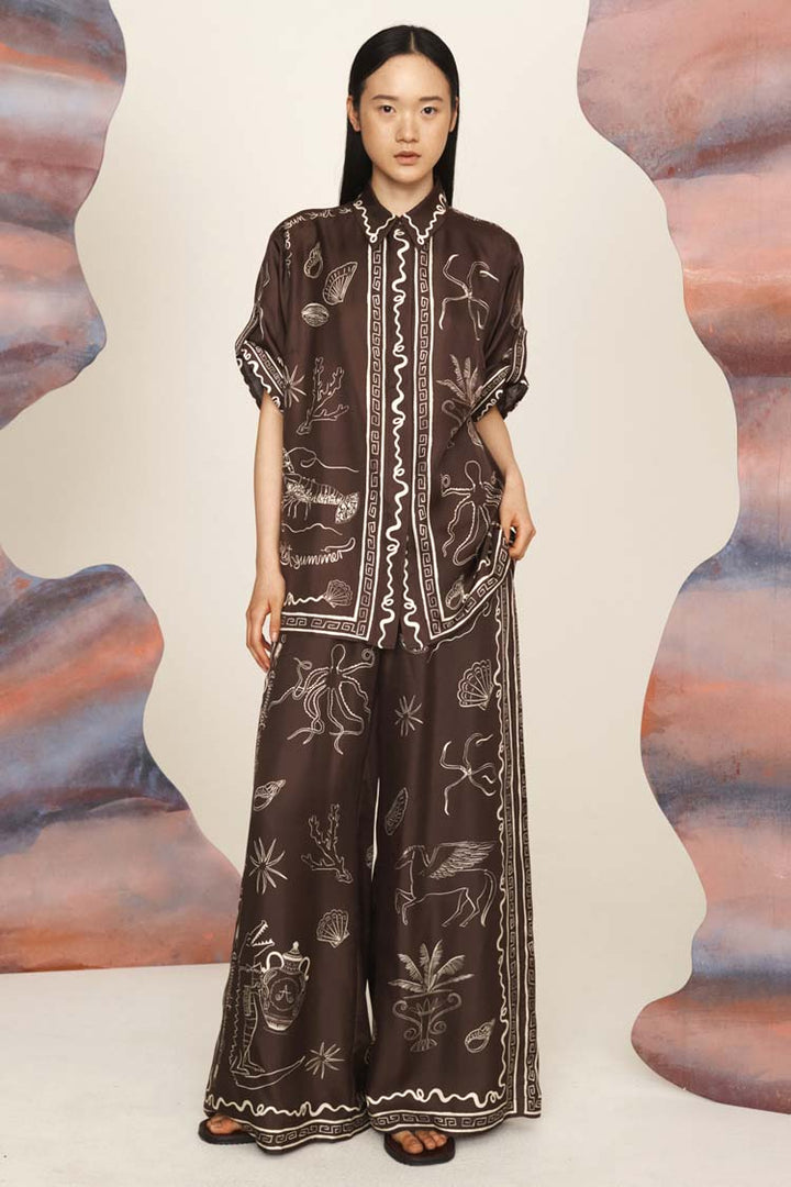 Sammy Silk Shirt in Chocolate