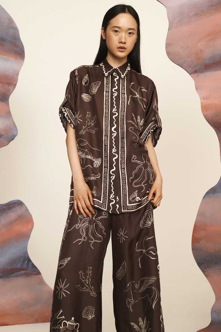 Sammy Silk Shirt in Chocolate