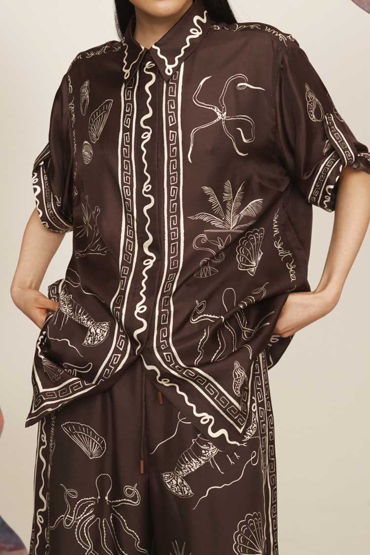 Sammy Silk Shirt in Chocolate