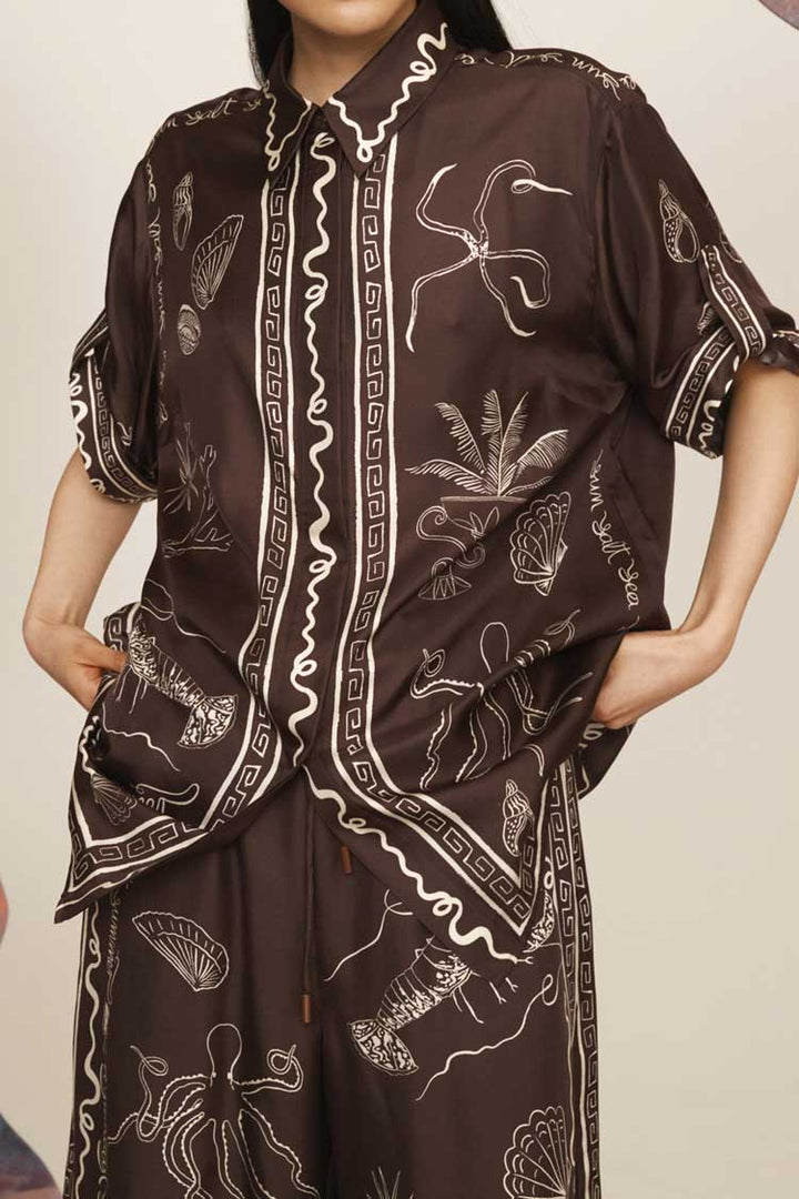 Sammy Silk Shirt in Chocolate