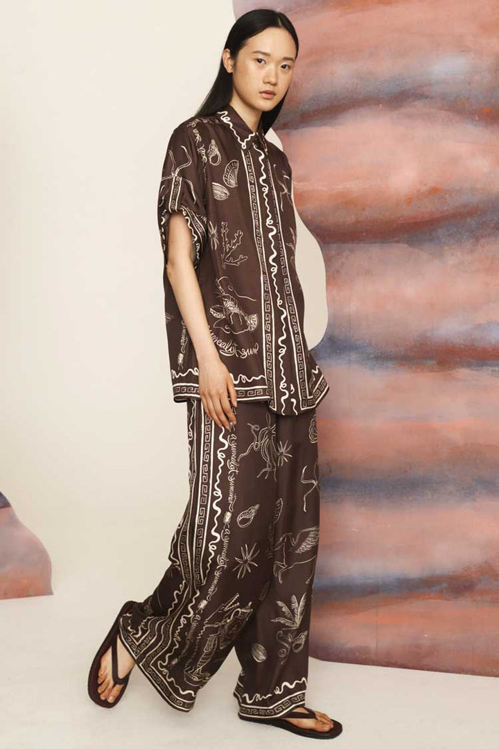 Sammy Silk Shirt in Chocolate
