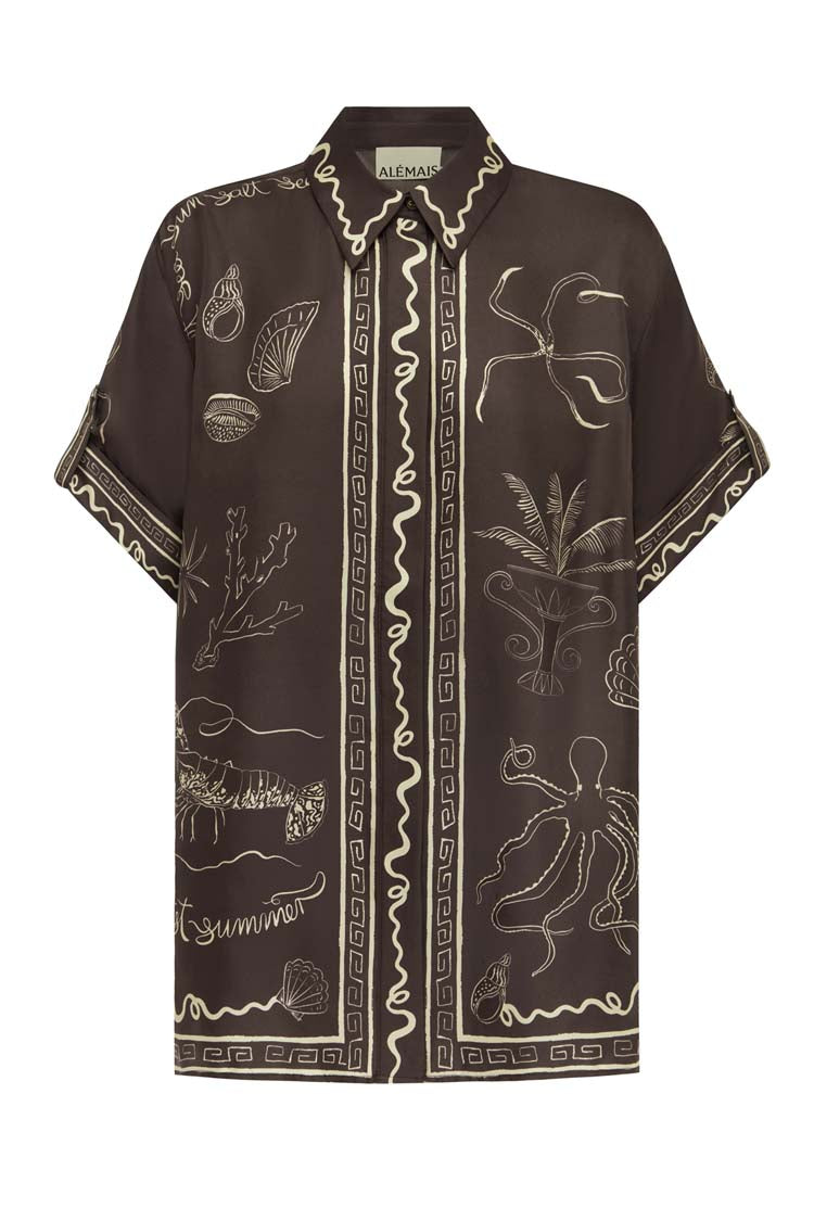 Sammy Silk Shirt in Chocolate