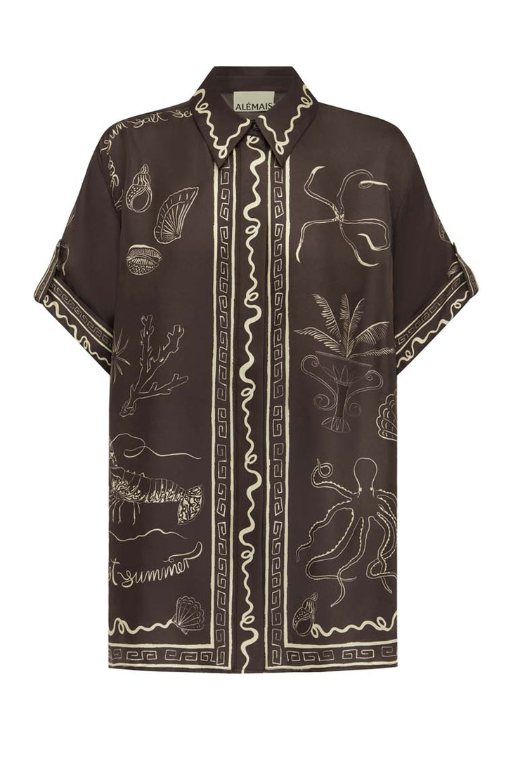 Sammy Silk Shirt in Chocolate