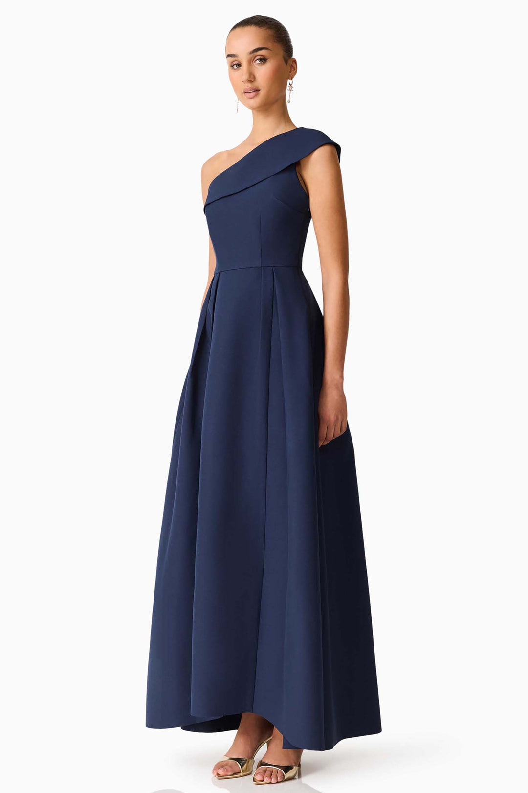 Saphine One-Shoulder Gown in Navy
