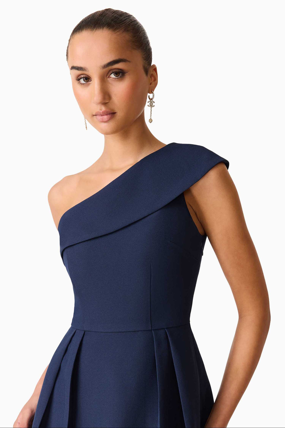 Saphine One-Shoulder Gown in Navy