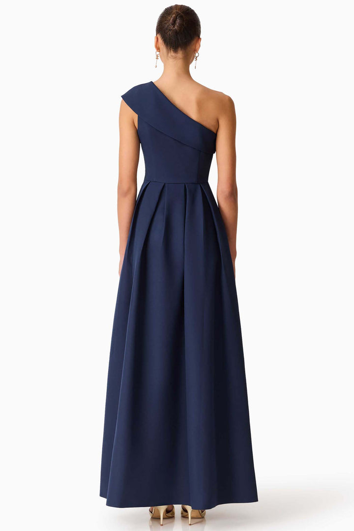 Saphine One-Shoulder Gown in Navy