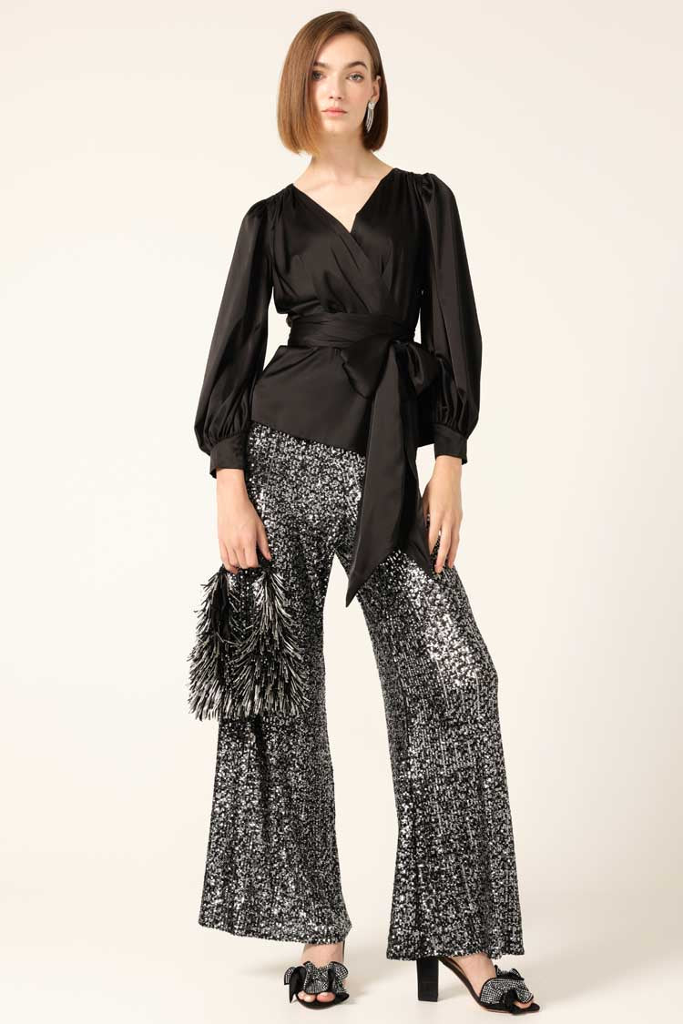 Satin Faux Wrap Top