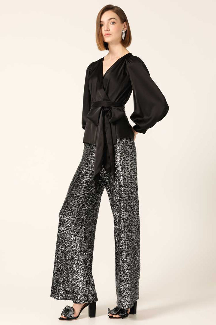 Satin Faux Wrap Top