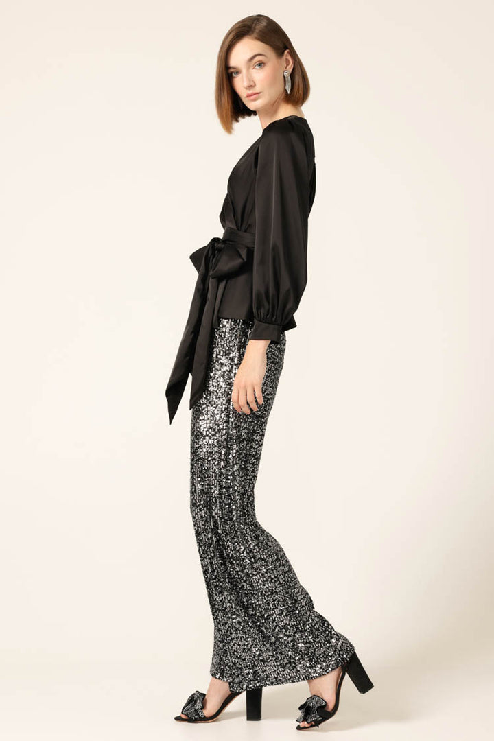 Satin Faux Wrap Top