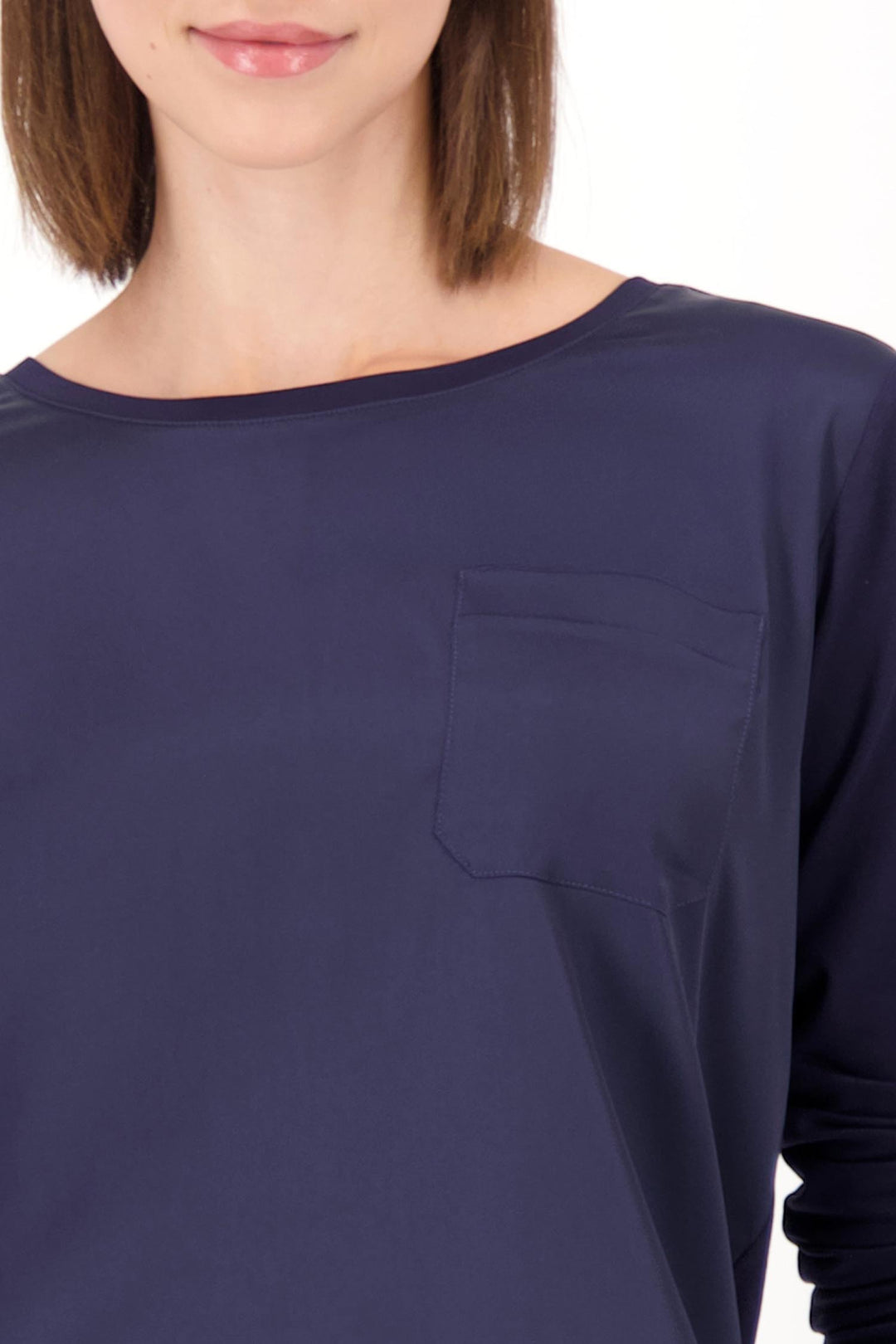 Satin Jersey Top in Navy Night Sky