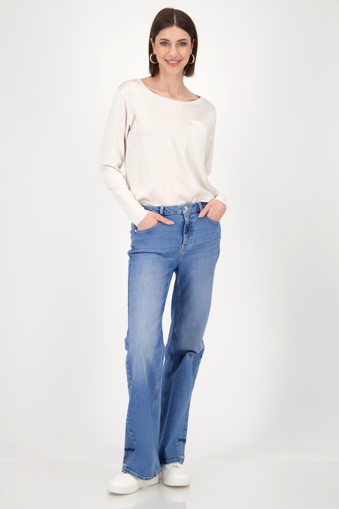 Satin Jersey Top in Oyster Grey