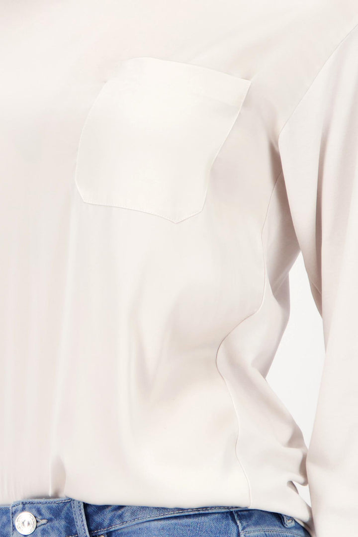 Satin Jersey Top in Oyster Grey