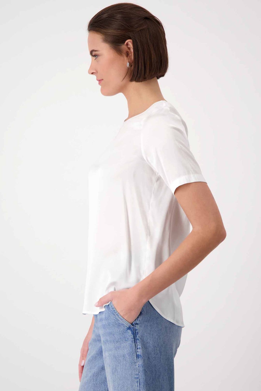 Satin SS T-shirt in White