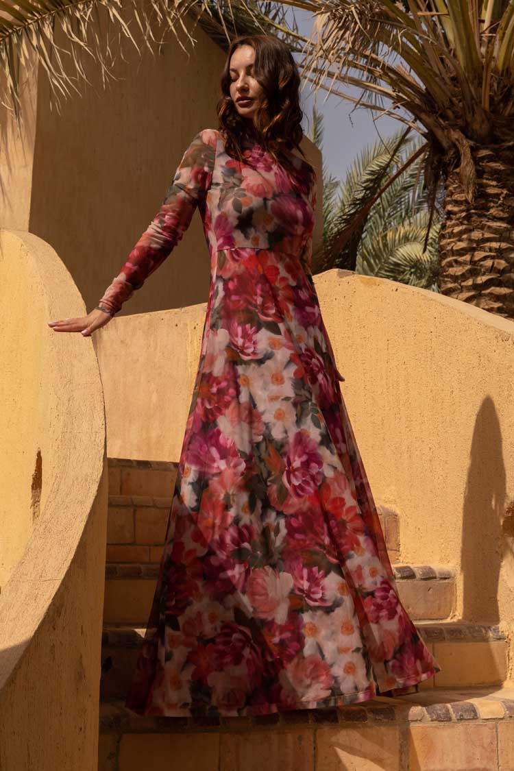 Savannah Mesh Dress in Floral Jewel