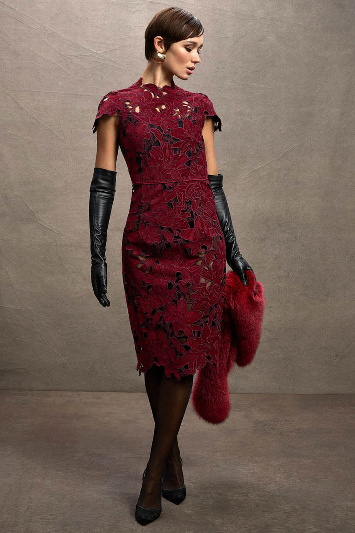 Scarlett Cap Sleeve Dress in Ruby