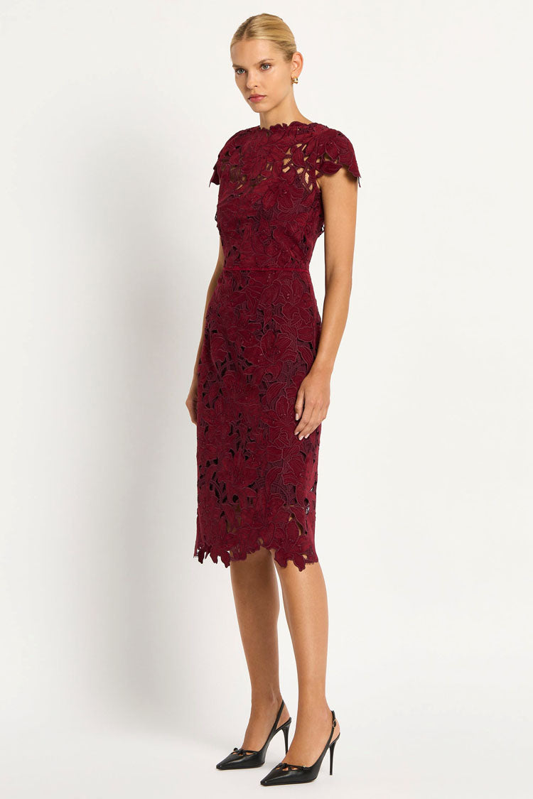 Scarlett Cap Sleeve Dress in Ruby