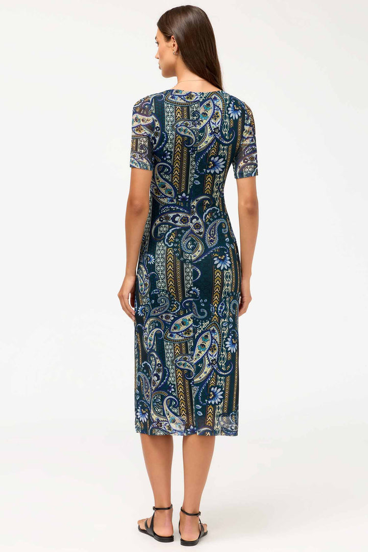 Scoop Neck Ruched Front Mesh Midi Dress in Montecito