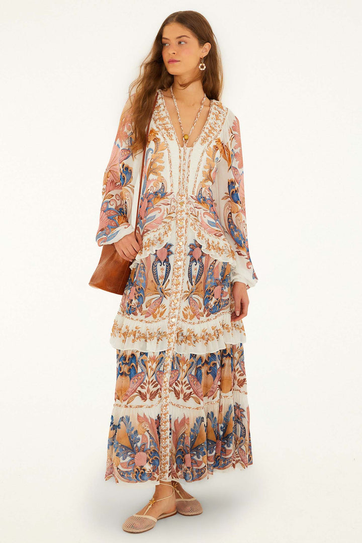 Sea Garden Off-White Braid Detail Dress