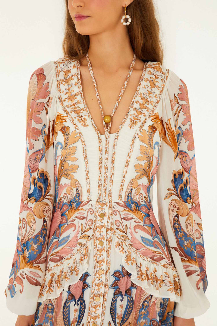 Sea Garden Off-White Braid Detail Dress