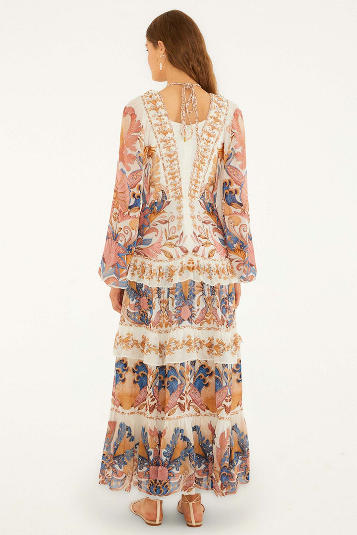 Sea Garden Off-White Braid Detail Dress