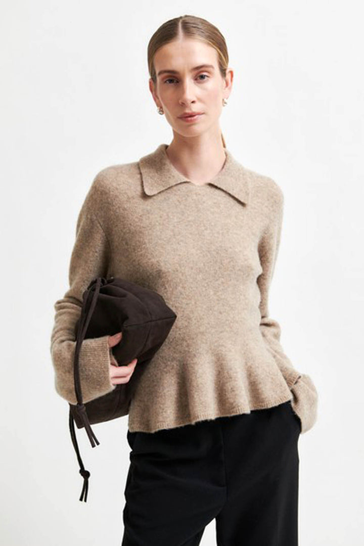 Selena Knit Collar in Camel Melange