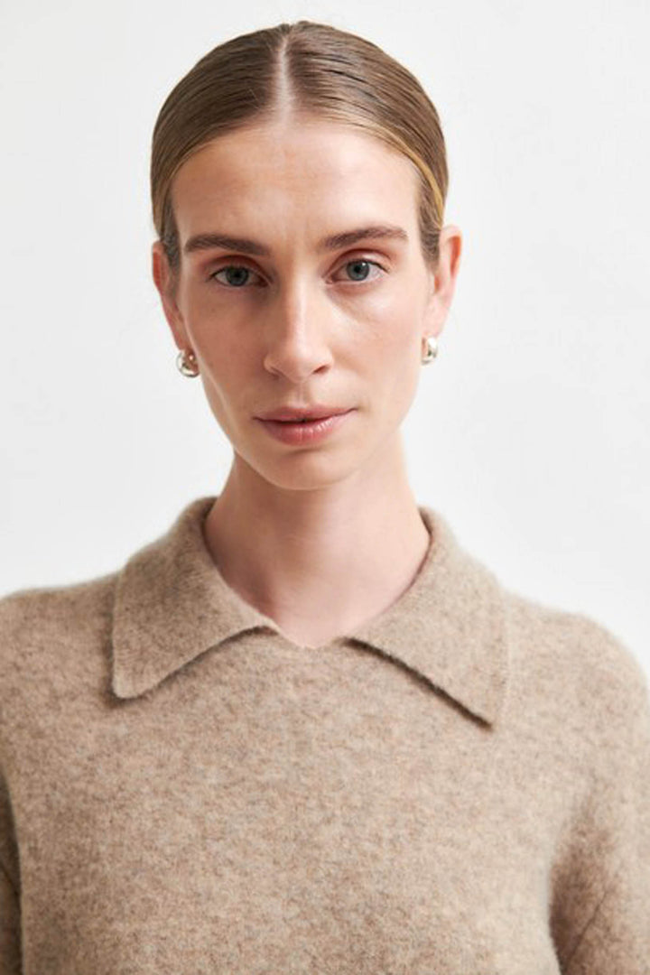 Selena Knit Collar in Camel Melange