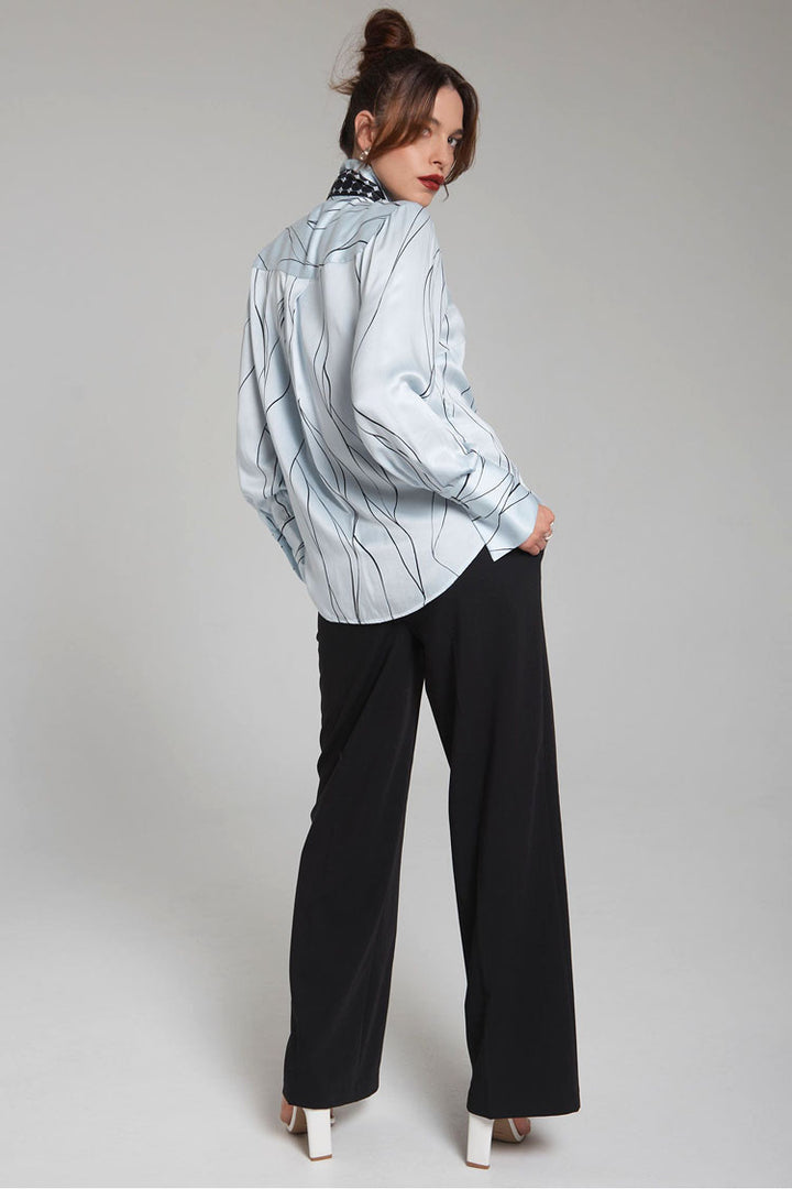 Self Portrait Shirt in Blue Mist Swirl