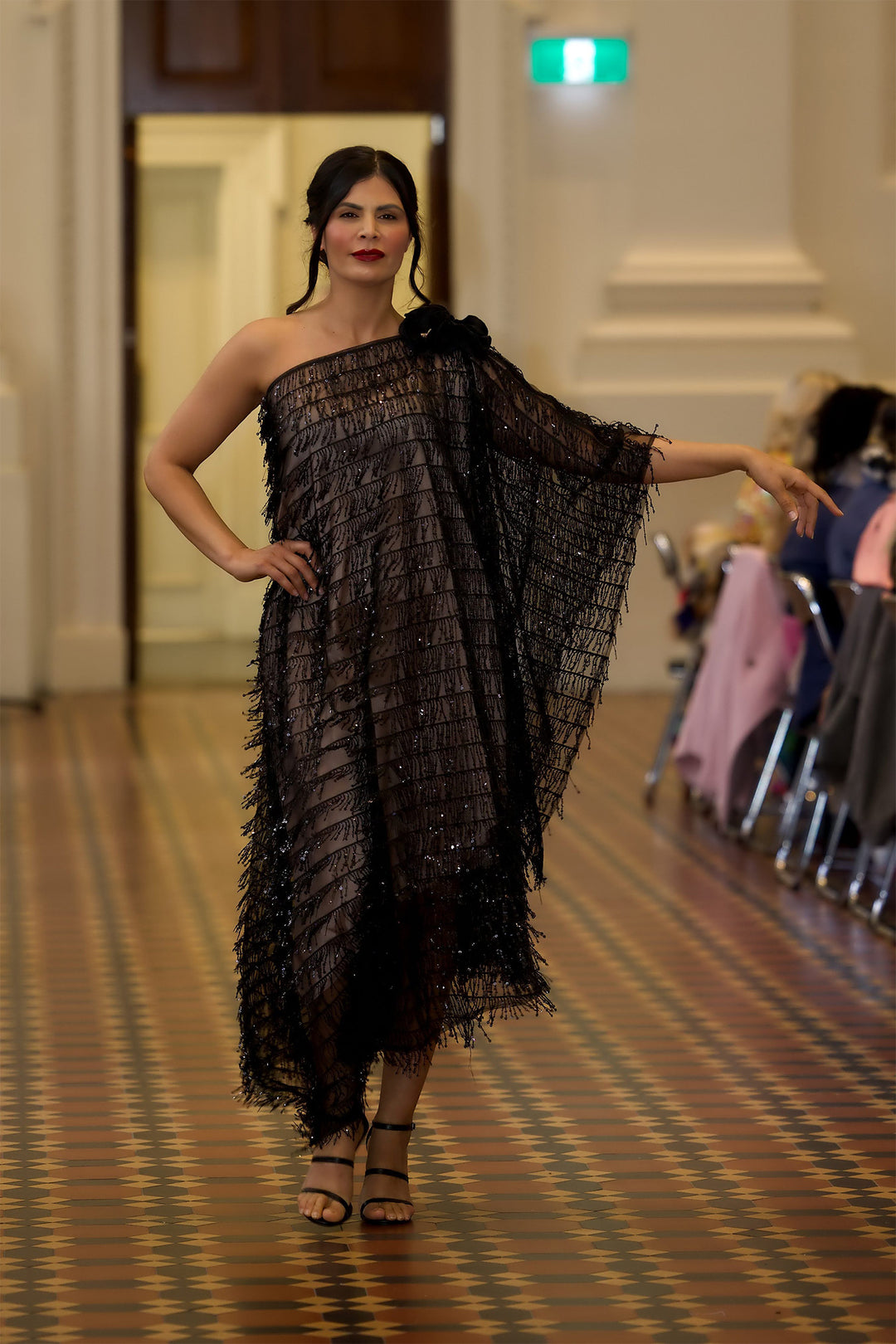 tassel design dress Silver Nylon & Viscose Crystalized Tassel Party Wear Dress by Geisha Designs at Pernia's Pop Up Shop 2026
