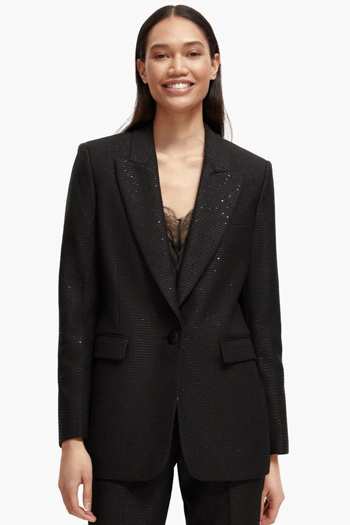 Sequin Jacquard Single Breasted Blazer