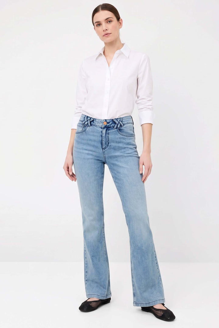Shakira Slim Boot Leg Jean w Decorated Belt Loop in Used Light Blue