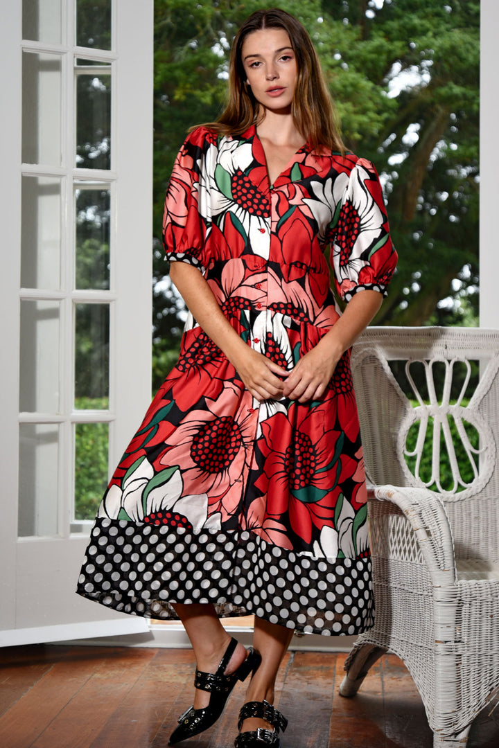 Shape Up Dress in Mixed Spot Floral