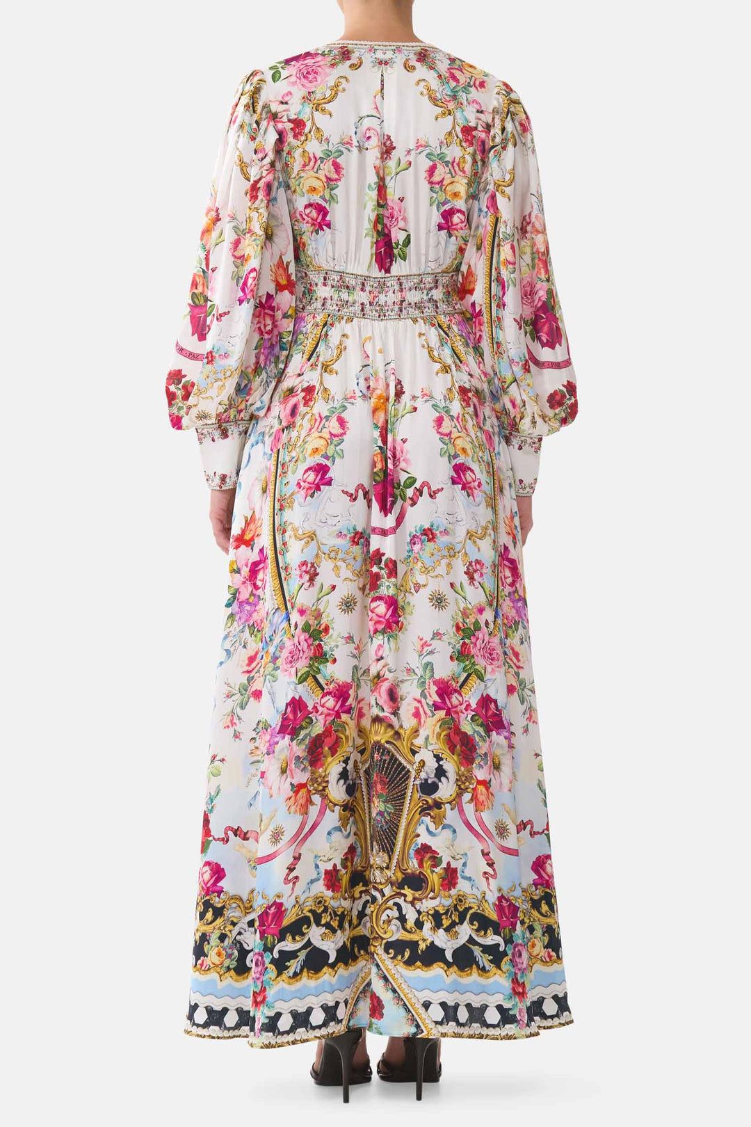 Shaped Waistband Dress w Gathered Sleeves in Torero Libertine