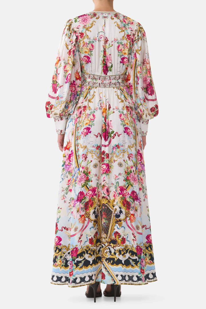 Shaped Waistband Dress w Gathered Sleeves in Torero Libertine