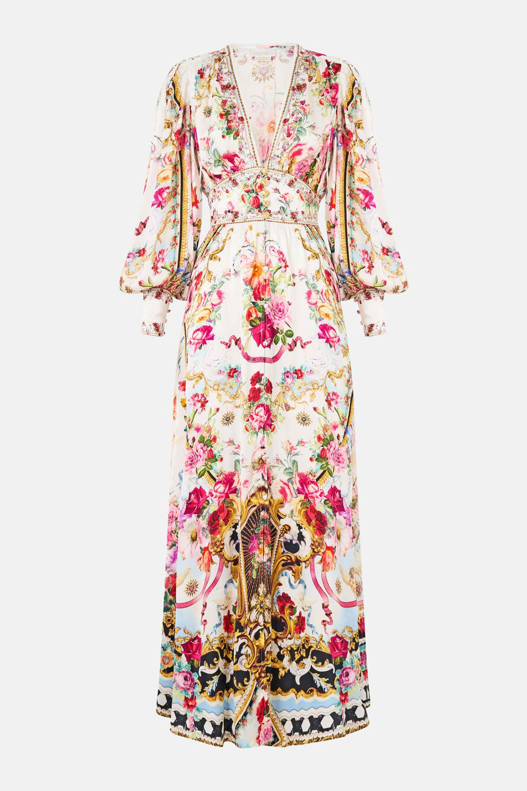 Shaped Waistband Dress w Gathered Sleeves in Torero Libertine