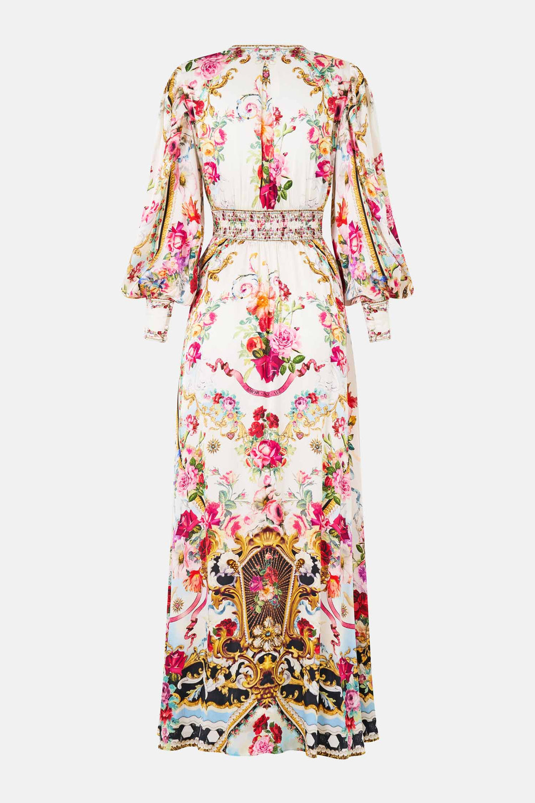 Shaped Waistband Dress w Gathered Sleeves in Torero Libertine