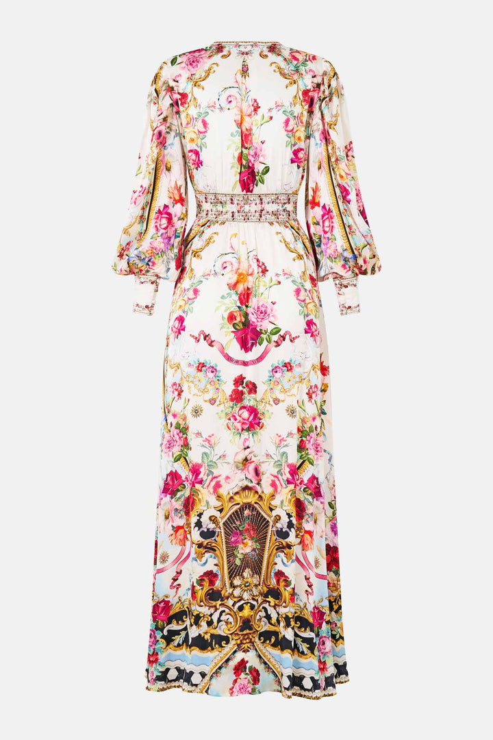 Shaped Waistband Dress w Gathered Sleeves in Torero Libertine