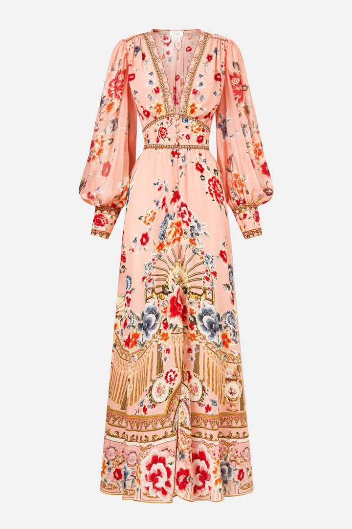 Shaped Waistband Dress with Gathered Sleeves in Majestic Milla