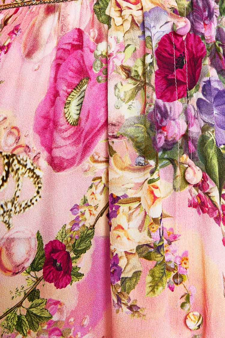 Shaped Waistband Dress With Gathered Sleeves in Totally Ozmopolitan